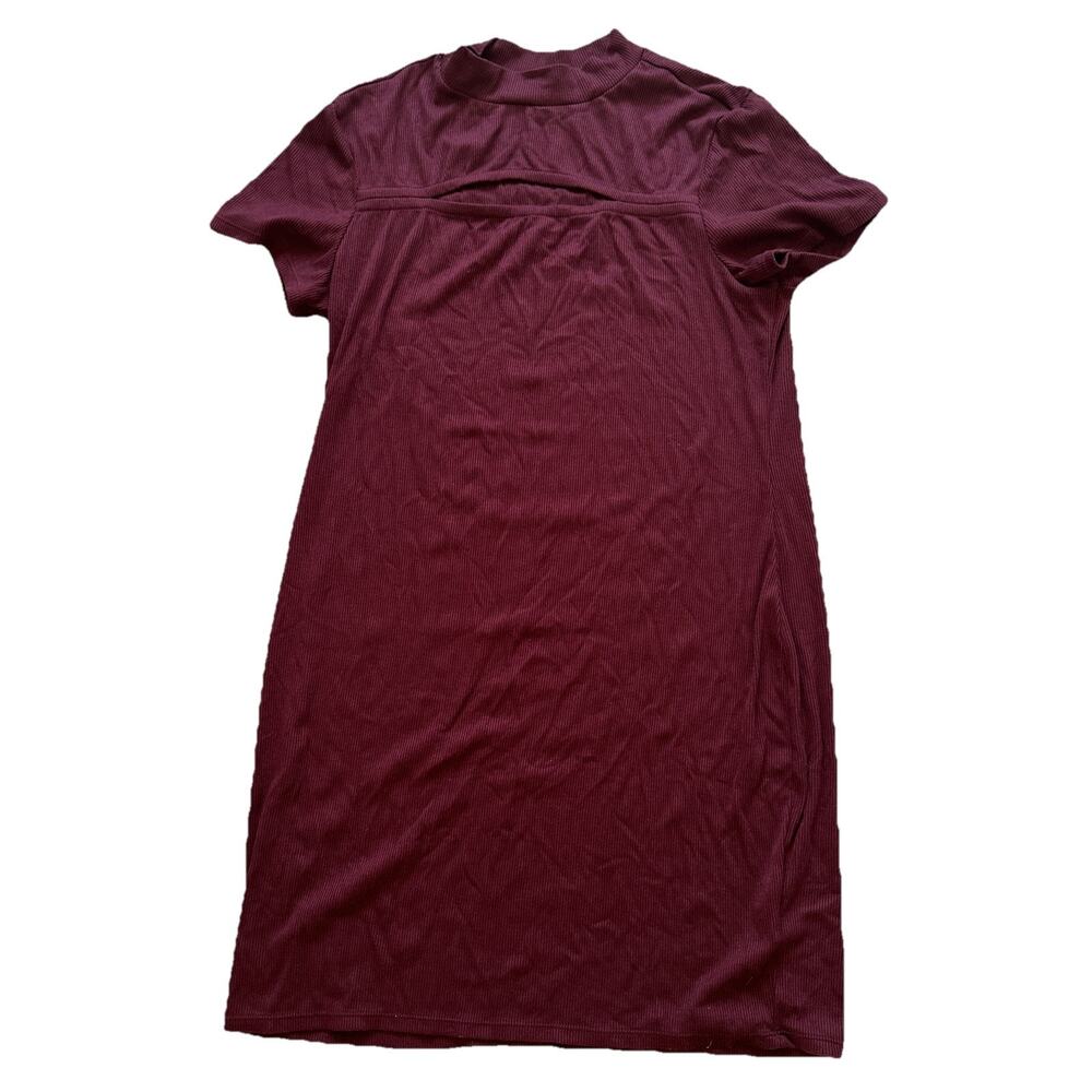 No Boundries Dress Womens XL (15-17) Short Sleeve Ribbed Knit Burgundy